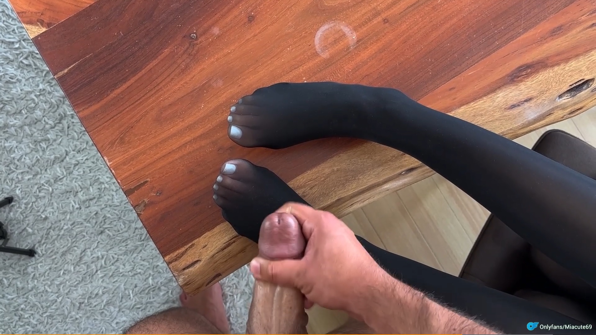 MyCuteGirlfriend – Handjob and big cum off to these beautiful feet in stockings